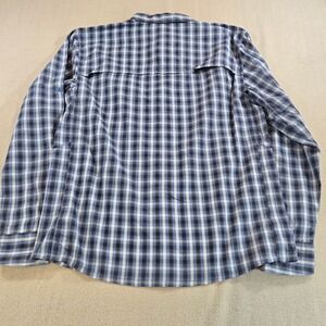 REI Co-op Button Down Shirt Mens Medium Blue Plaid Vented Hiking Long Sleeve